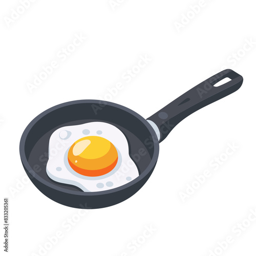 fried egg with a sunny-side up style in a black frying pan