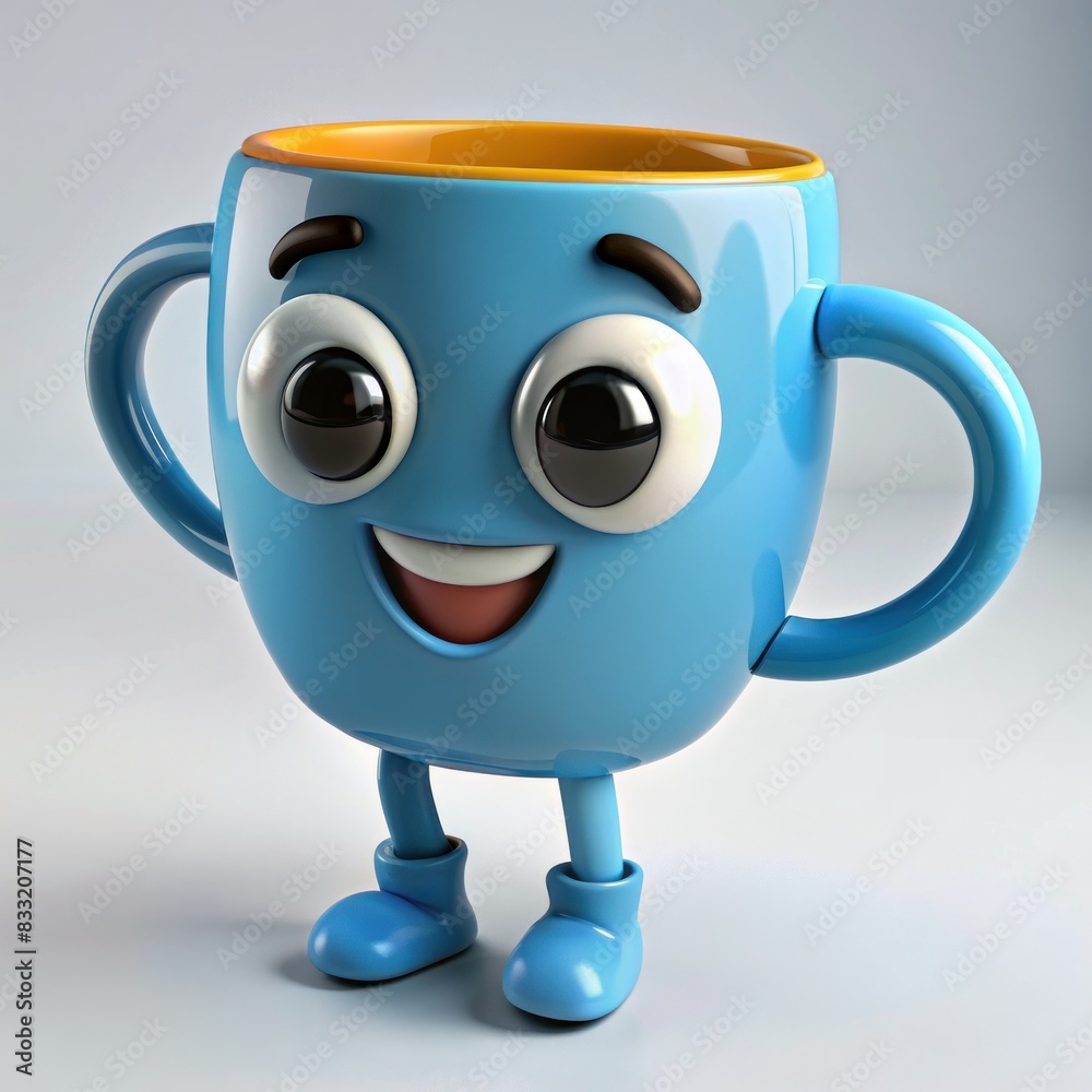 3D Render of a Cheerful Tea Mug Mascot, on isolated white background, Generative AI 3D Render of a Cheerful Tea Mug Mascot, on isolated white background, Generative AI