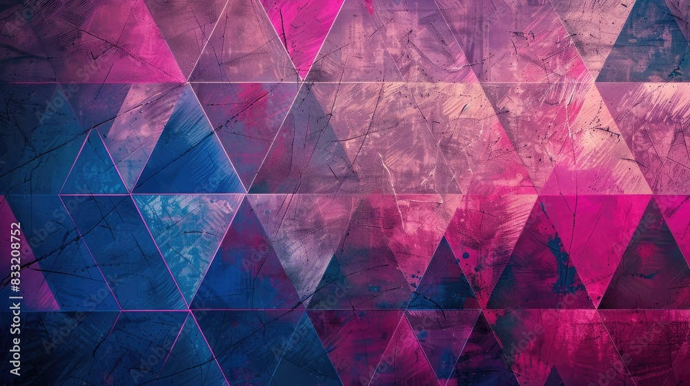 Background texture featuring geometric patterns in shades of pink and blue