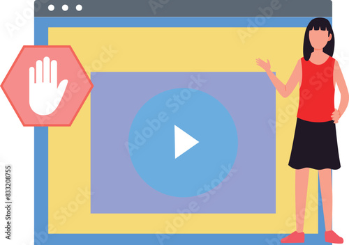Girl showing adblock on web page.