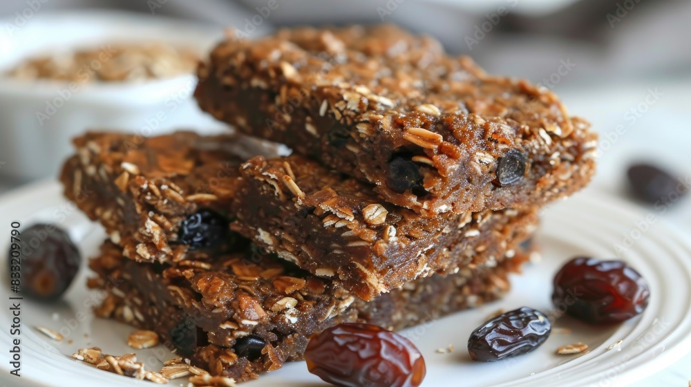 Tasty date bars crafted from oats and pitted dates Tasty date bars crafted from oats and pitted dates