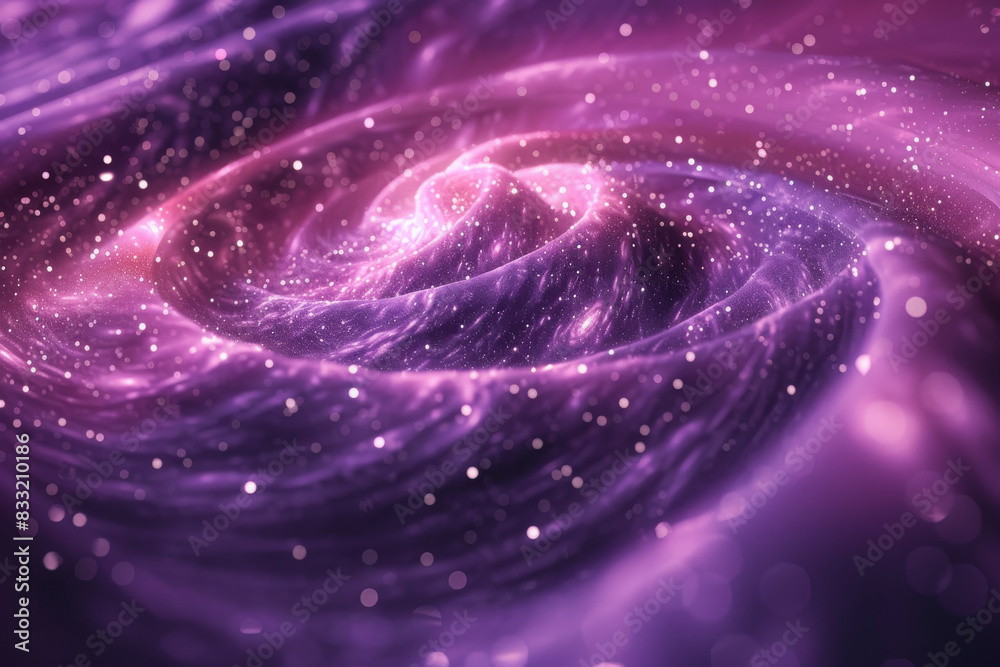 A purple spiral galaxy with a purple background