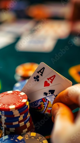 Triumphant Hand at Poker with High Stakes photo