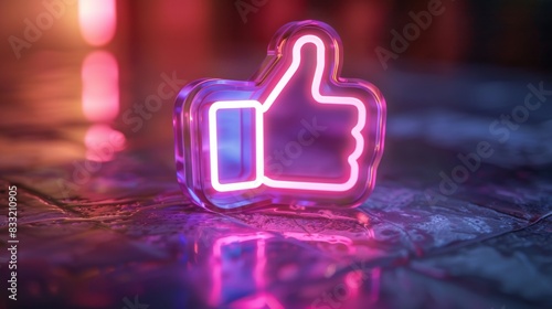 Like icon social media notification on speech Bubble. Stack background. Neon lighting