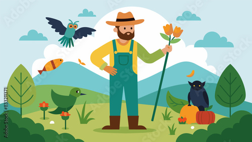 Instead of using chemical pest control a farmer introduces natural predators such as birds and bats to their crops as a way to promote sustainable and. Vector illustration