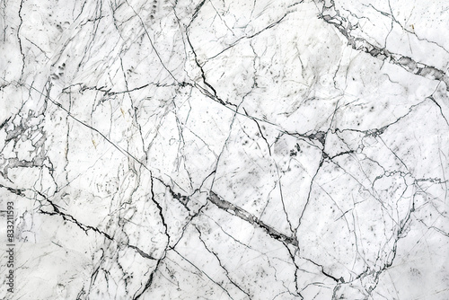 White marble stone texture background with black veins, top view. The surface of the white natural rock has cracks and lines. Created with Ai