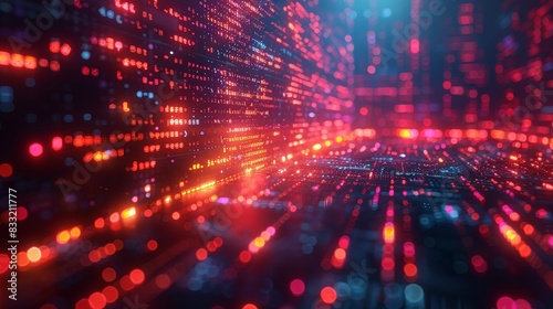 Wallpaper Mural Abstract digital background with glowing red and blue lights, creating a futuristic and dynamic effect. Torontodigital.ca