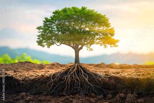 Tree with strong roots symbolizing a financially secure company
