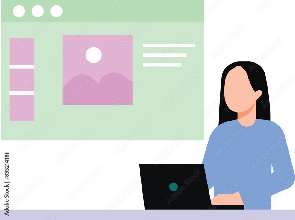 A girl is working on laptop. A girl is working on laptop.