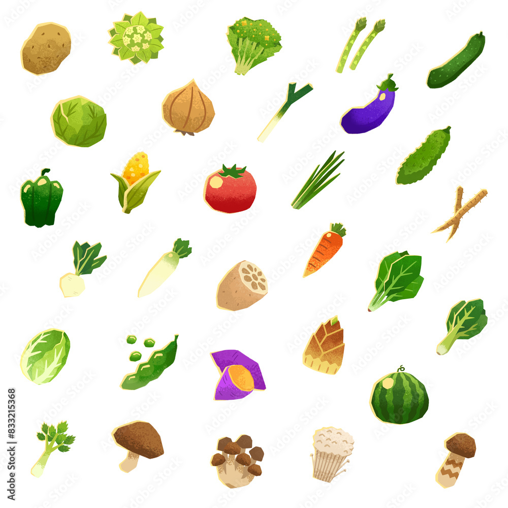 野菜の絵本風イラスト