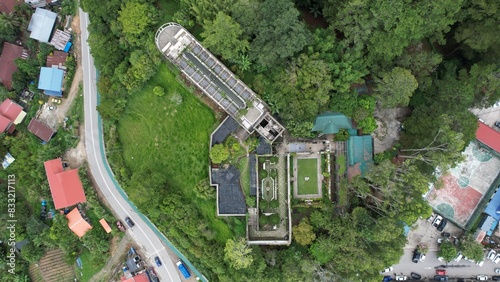 Kundasang, Malaysia - May 28 2024: Aerial View of The Kundasang Town photo