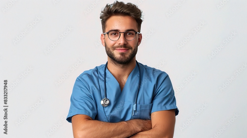 Professional portrait on a white background of a male orthopedic surgeon Professional portrait on a white background of a male orthopedic surgeon