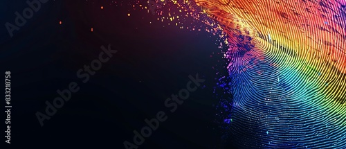 Digital fingerprint in rainbow colors representing unique identity and LGBT pride, ideal for showcasing individuality and diversity during Pride Month photo