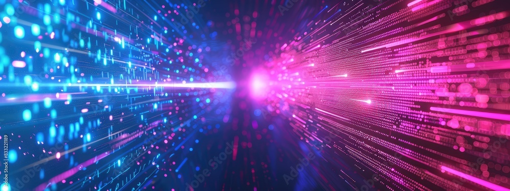 Digital technology metaverse neon blue pink background cyber information Digital technology metaverse neon blue pink background cyber information