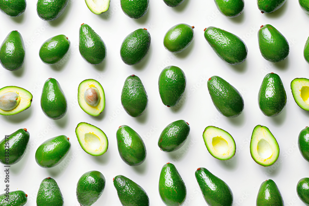 pattern of avocados on white background pattern of avocados on white background