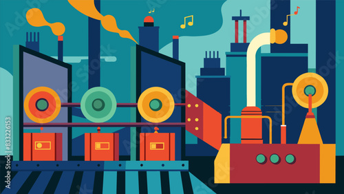 The rhythmic clanging of machines echoes through the halls of the coking plant a symphony of industry at work.. Vector illustration