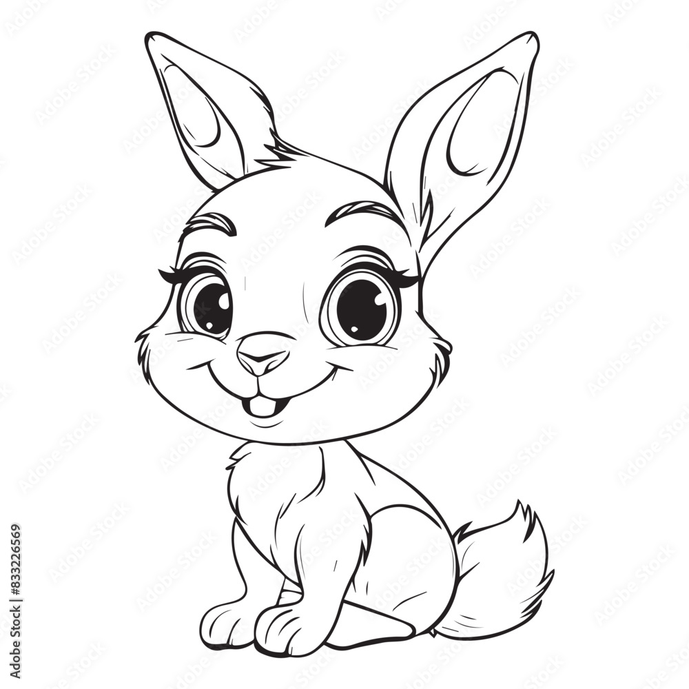 Fototapeta premium Cute easter bunny, black vector illustration on white background