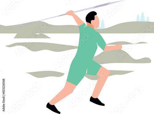 A boy is throwing a javelin.