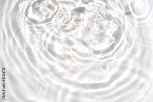 White abstract summer background. Texture clear water. Water waves in sunlight. Copy space
