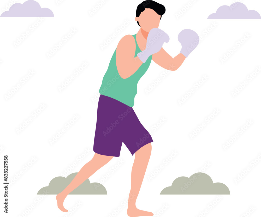 The boy is wearing boxing gloves.