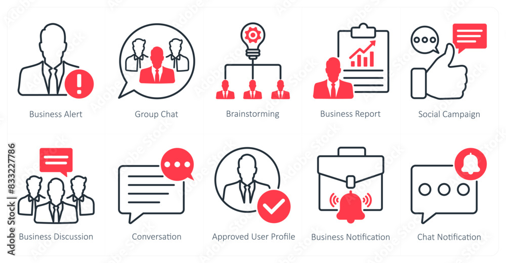 A set of 10 seo icons as business alert, group chat, brainstorming A set of 10 seo icons as business alert, group chat, brainstorming