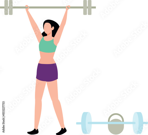 The girl is exercising with dumbbells.