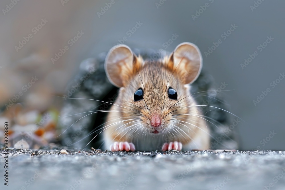 little cute mouse peaking trough hole in the wall little small rat animal little cute mouse peaking trough hole in the wall little small rat animal