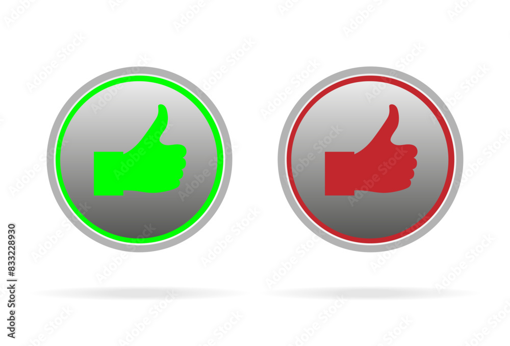Thumbs up and down buttons on white. vector illustration. Thumbs up and down buttons on white. vector illustration.