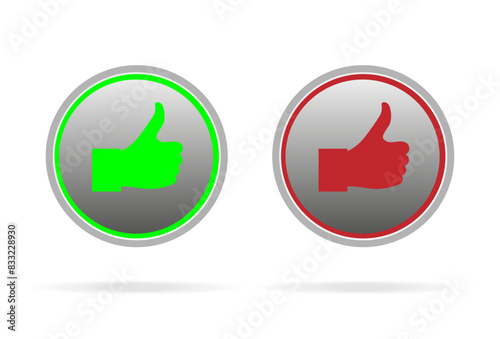 Thumbs up and down buttons on white. vector illustration.