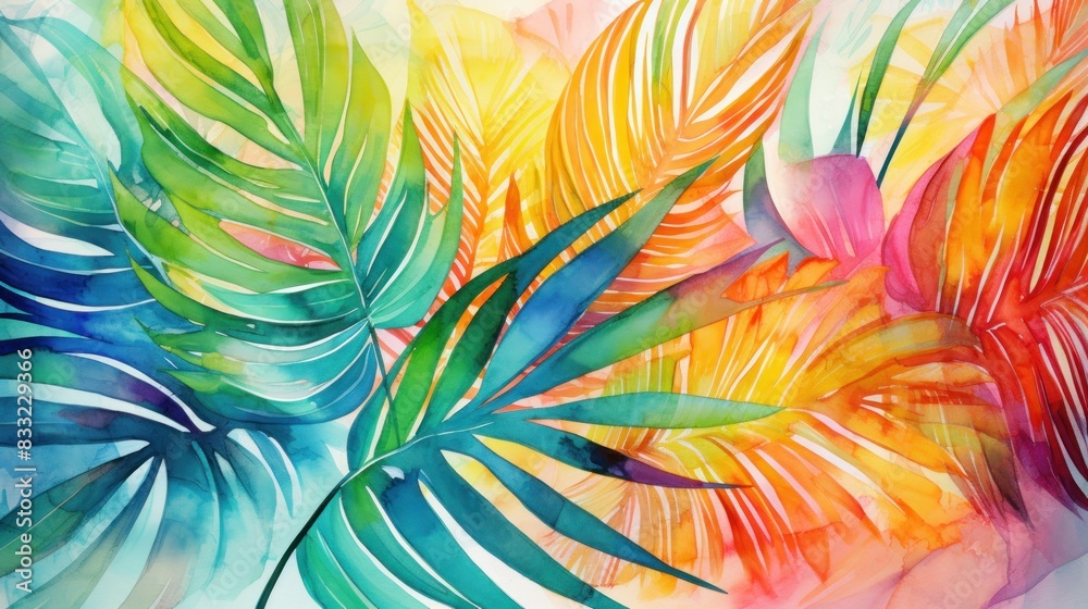 Modern colorful tropical floral pattern. Cute botanical abstract contemporary pattern wallpaper