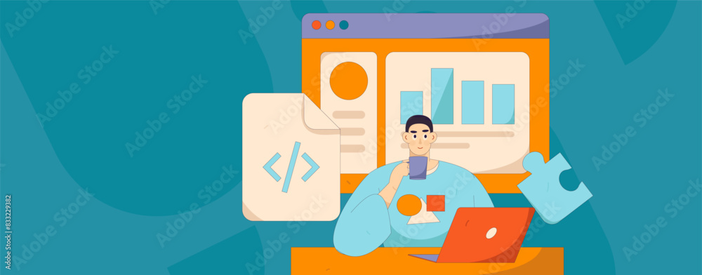 Flat vector illustration of business people operating work scene
Flat vector illustration of business people operating work scene