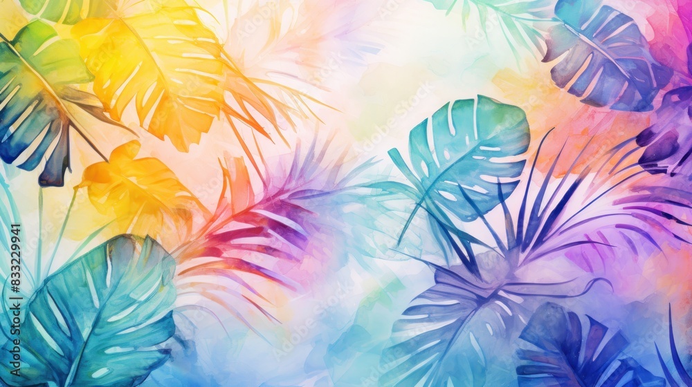 Modern colorful tropical floral pattern. Cute botanical abstract contemporary pattern wallpaper