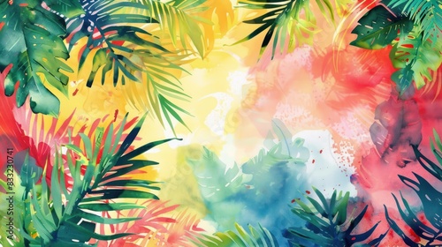 Modern colorful tropical floral pattern. Cute botanical abstract contemporary pattern wallpaper © Elman