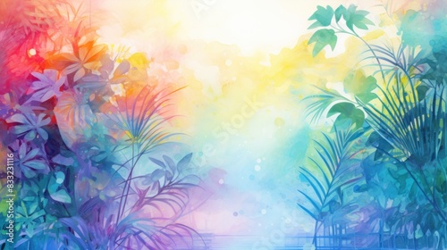 Modern colorful tropical floral pattern. Cute botanical abstract contemporary pattern wallpaper