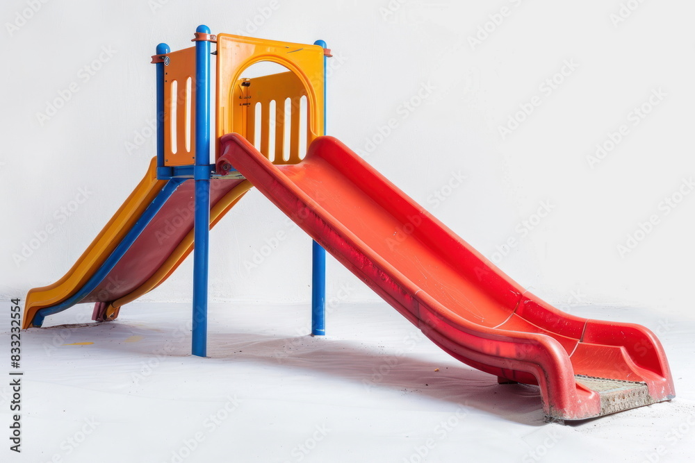 Playground for kid on white background, slide for kids, outdoor activity Playground for kid on white background, slide for kids, outdoor activity