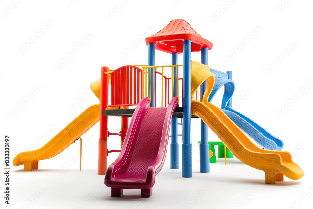 Playground for kid on white background, slide for kids, outdoor activity Playground for kid on white background, slide for kids, outdoor activity