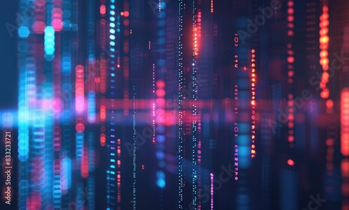 Abstract digital background with social media icons and data visualization of financial market charts, blue gradient, blurred dark space in the foreground. Concept for global network technology 