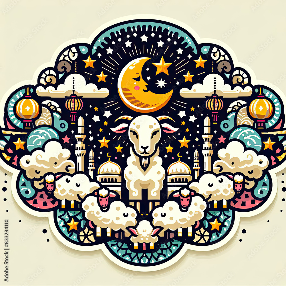 happy eid al adha with simple art illustration happy eid al adha with simple art illustration