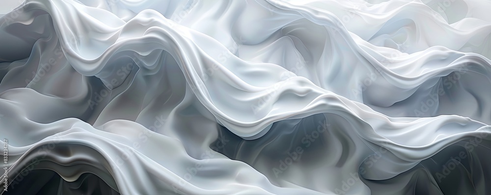 Fototapeta premium Abstract white 3D waves cascading over one another, creating a fluid and organic background