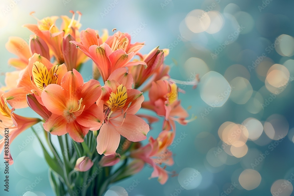 Vibrant Floral Bouquet with Blurred Bokeh Background Ideal for Spring Campaigns Vibrant Floral Bouquet with Blurred Bokeh Background Ideal for Spring Campaigns