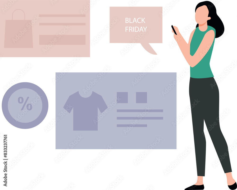 Girl is buying things from black Friday sale. Girl is buying things from black Friday sale.