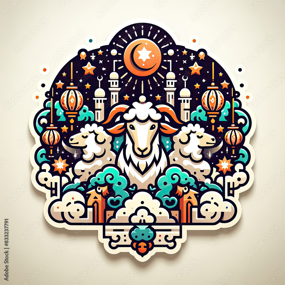 happy eid al adha with simple art illustration happy eid al adha with simple art illustration