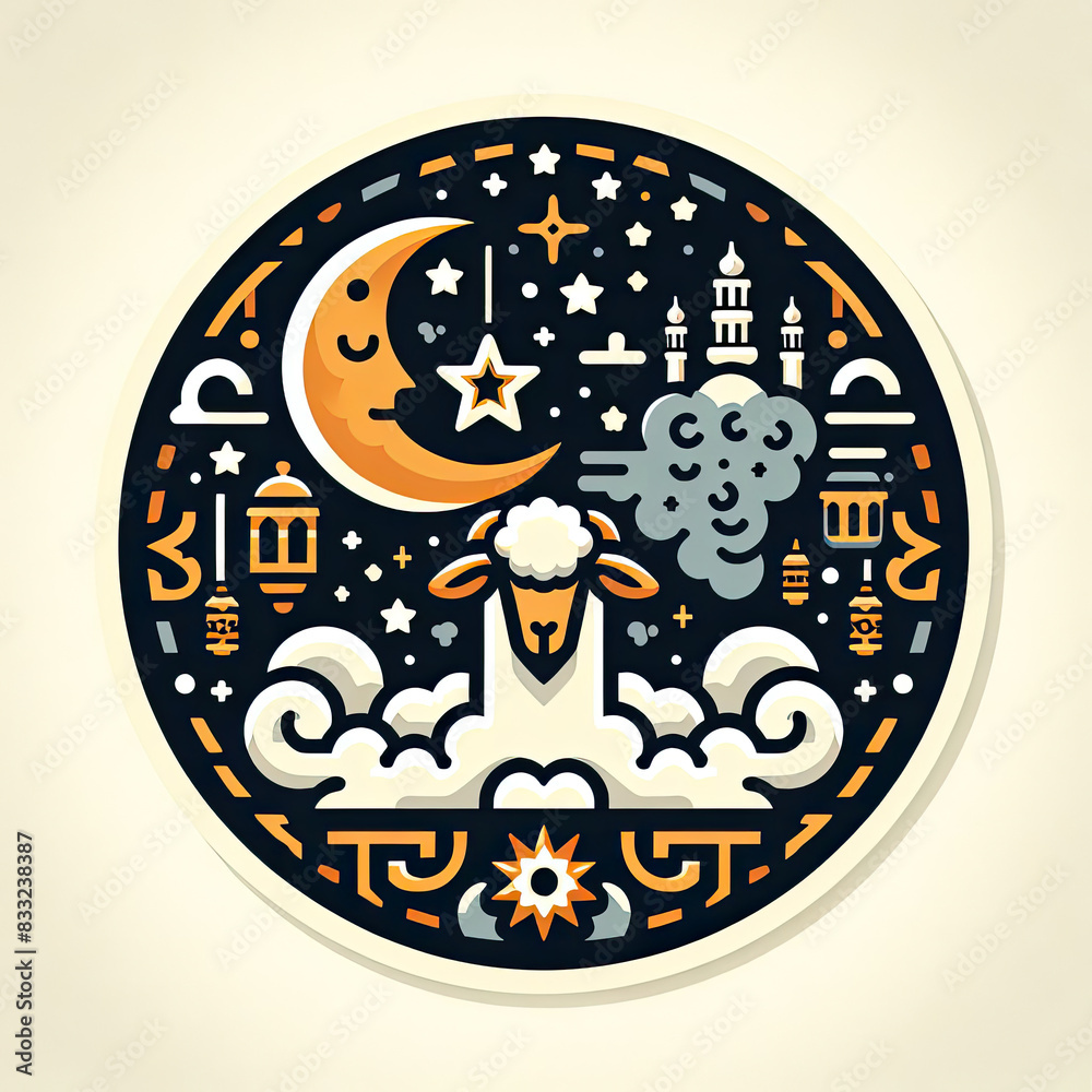 happy eid al adha with simple art illustration