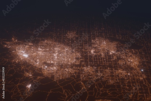 Obraz na plátně Aerial shot of Boise and Nampa (Idaho, USA) at night, view from north
