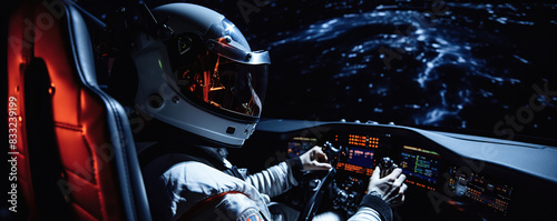 Astronaut Sitting in Space Suit in Cockpit © iwaart