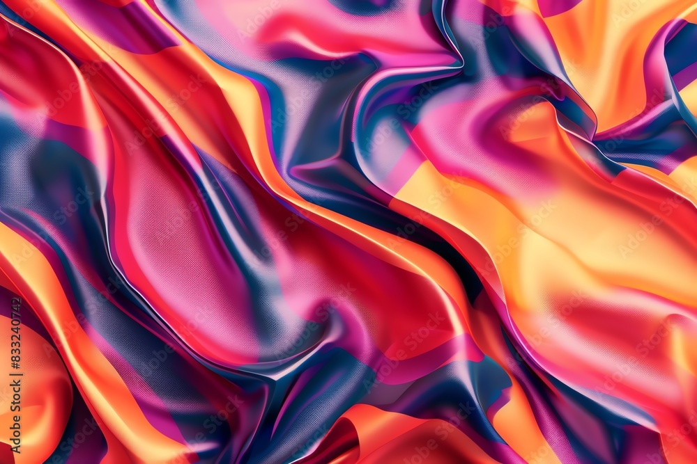 Obraz premium Dynamic fabric patterns, abstract textile textures, bold colors, wallpaper illustration