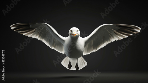 seagull emoji floating on black background 3d rendering
