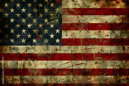 Wallpaper Mural Grunge-style American flag wallpaper representing patriotism and national pride. Suitable for historical and holiday-themed designs. Torontodigital.ca