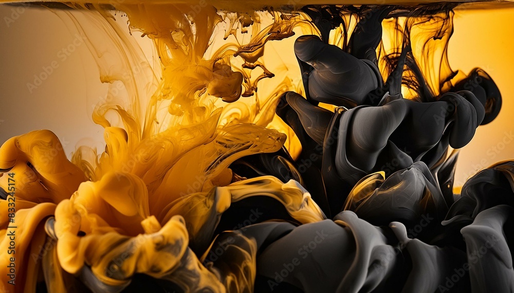 Ethereal Blend: Gold and Black Ink in Abstract Form Ethereal Blend: Gold and Black Ink in Abstract Form