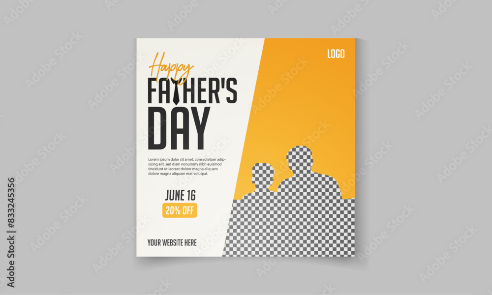 Obraz premium Happy Father's day social media post design for Online sale discount fashion business offer promotion banner
